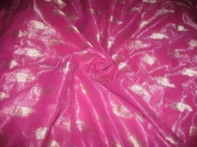 Polyester georgette fabric with metalic silver &amp; gold jacquard~Shimmering Pink colour