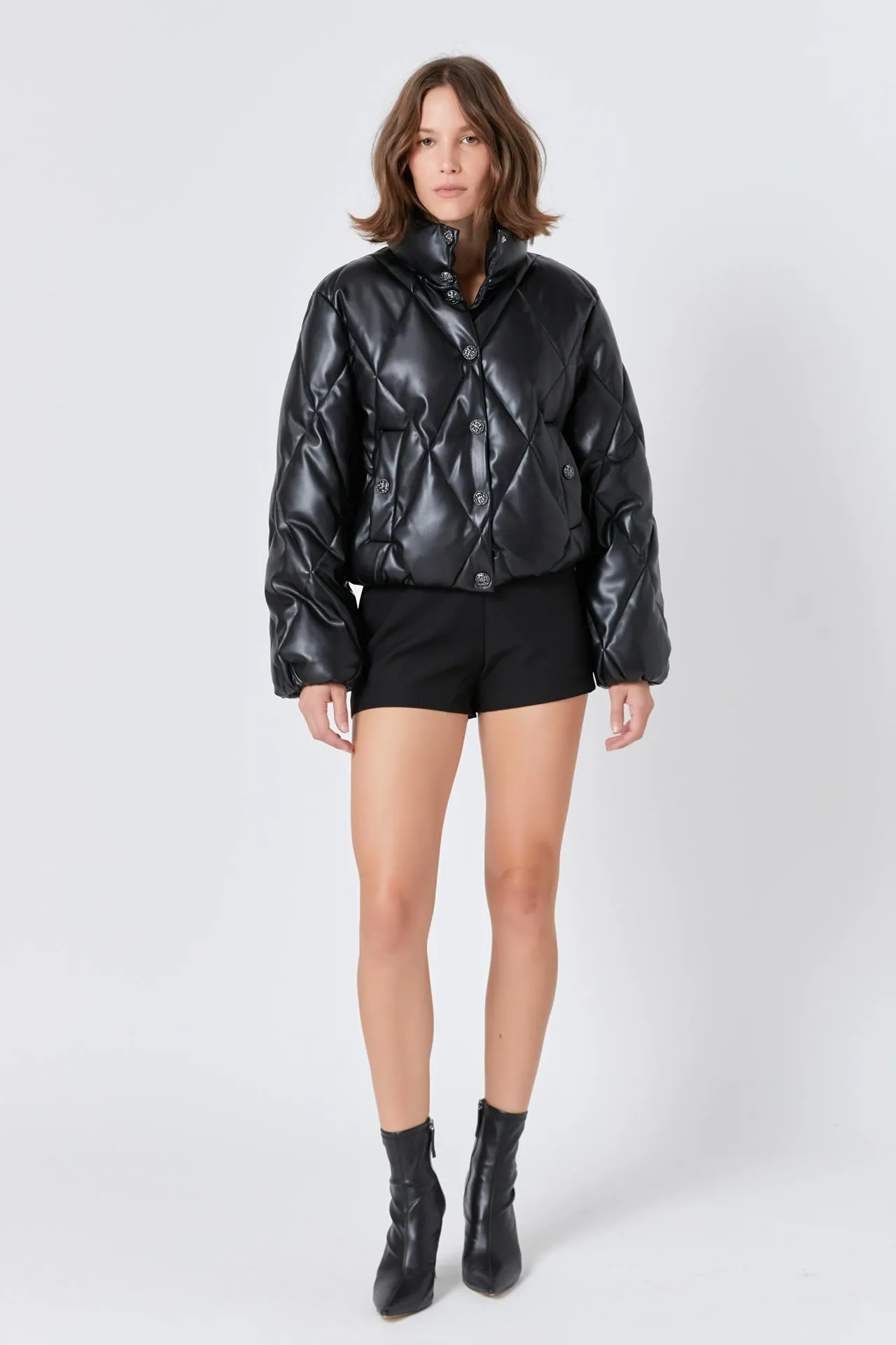 Quilted Pu Bomber