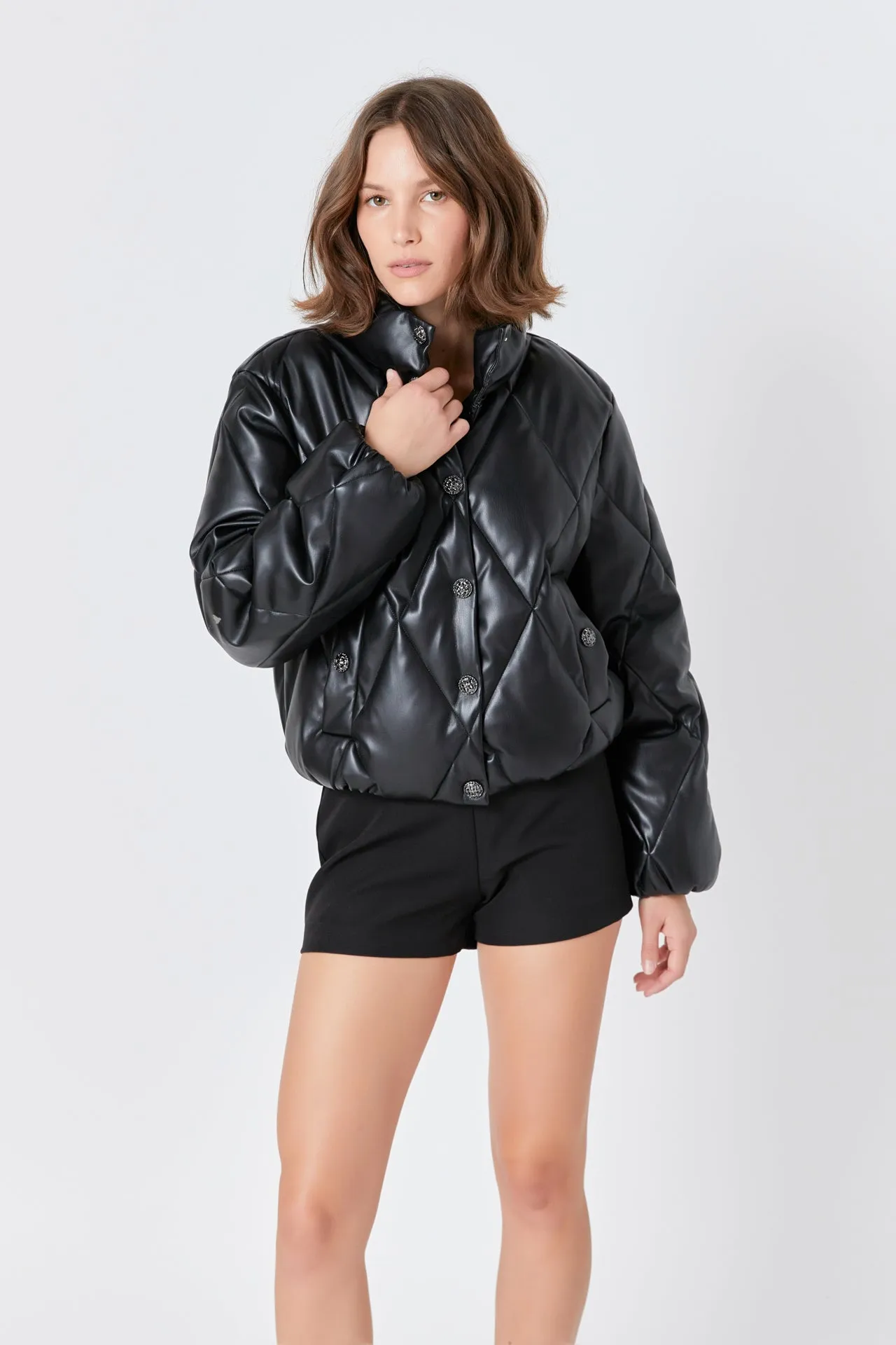 Quilted Pu Bomber