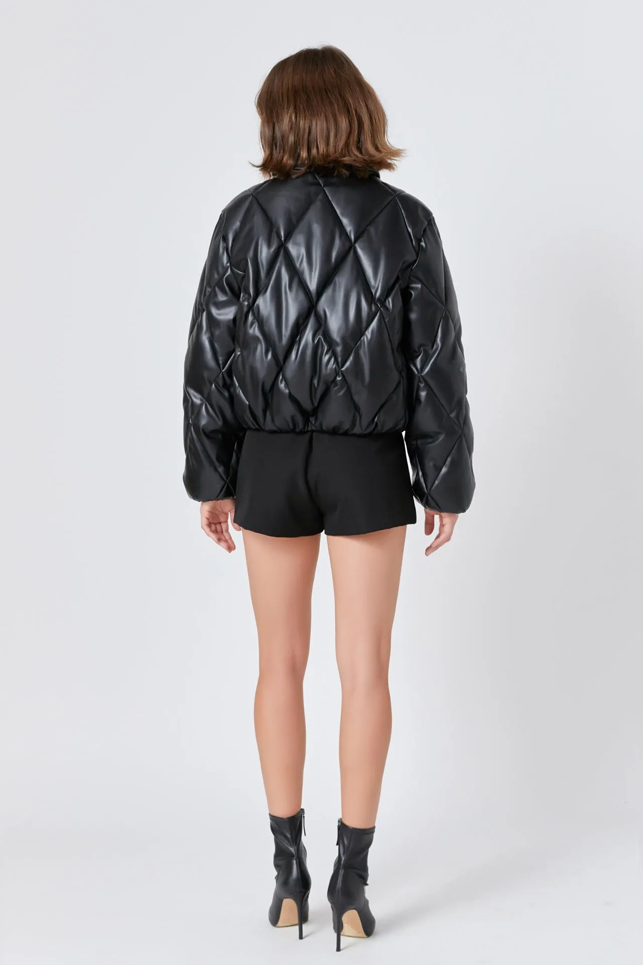 Quilted Pu Bomber