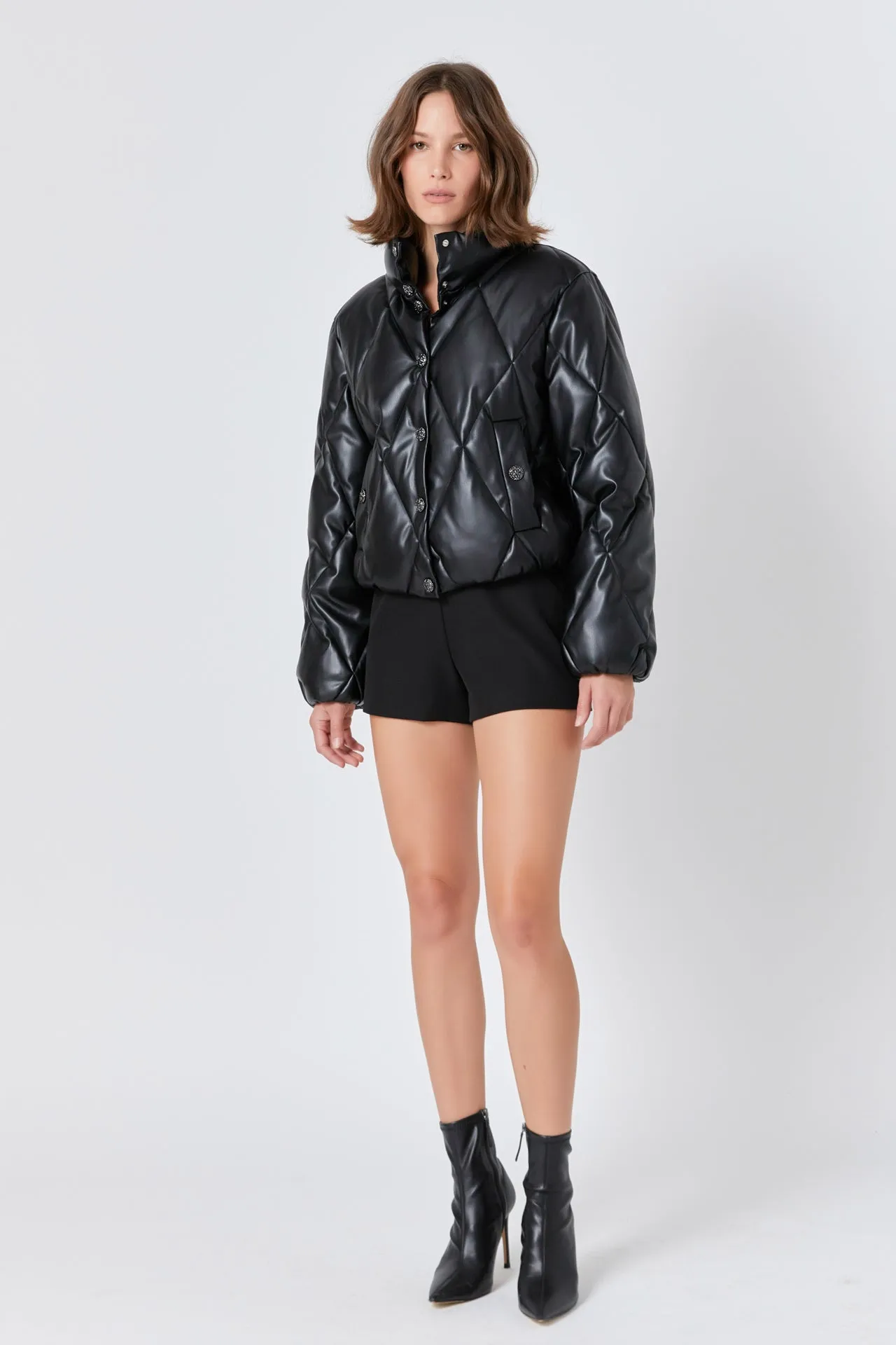 Quilted Pu Bomber