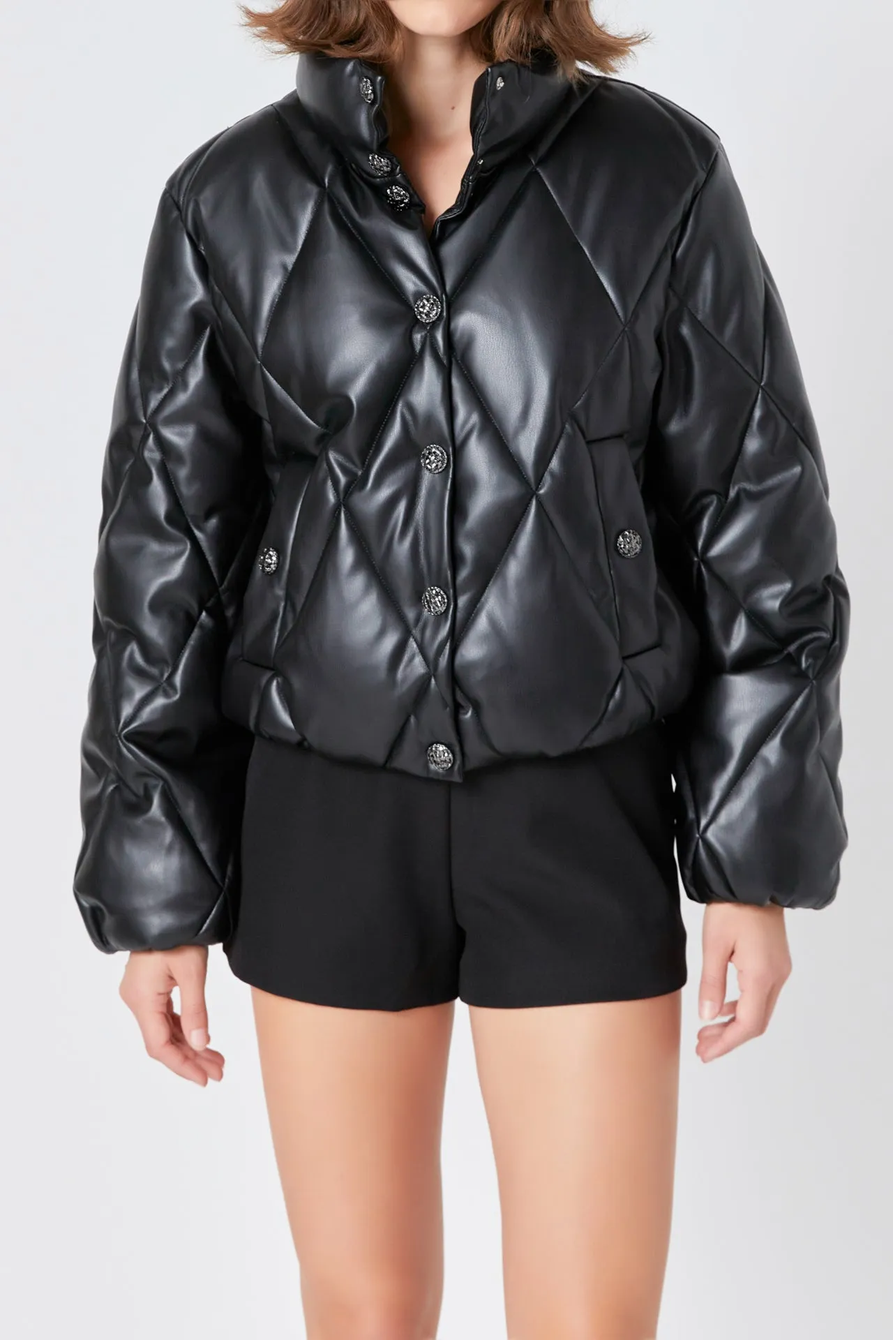 Quilted Pu Bomber