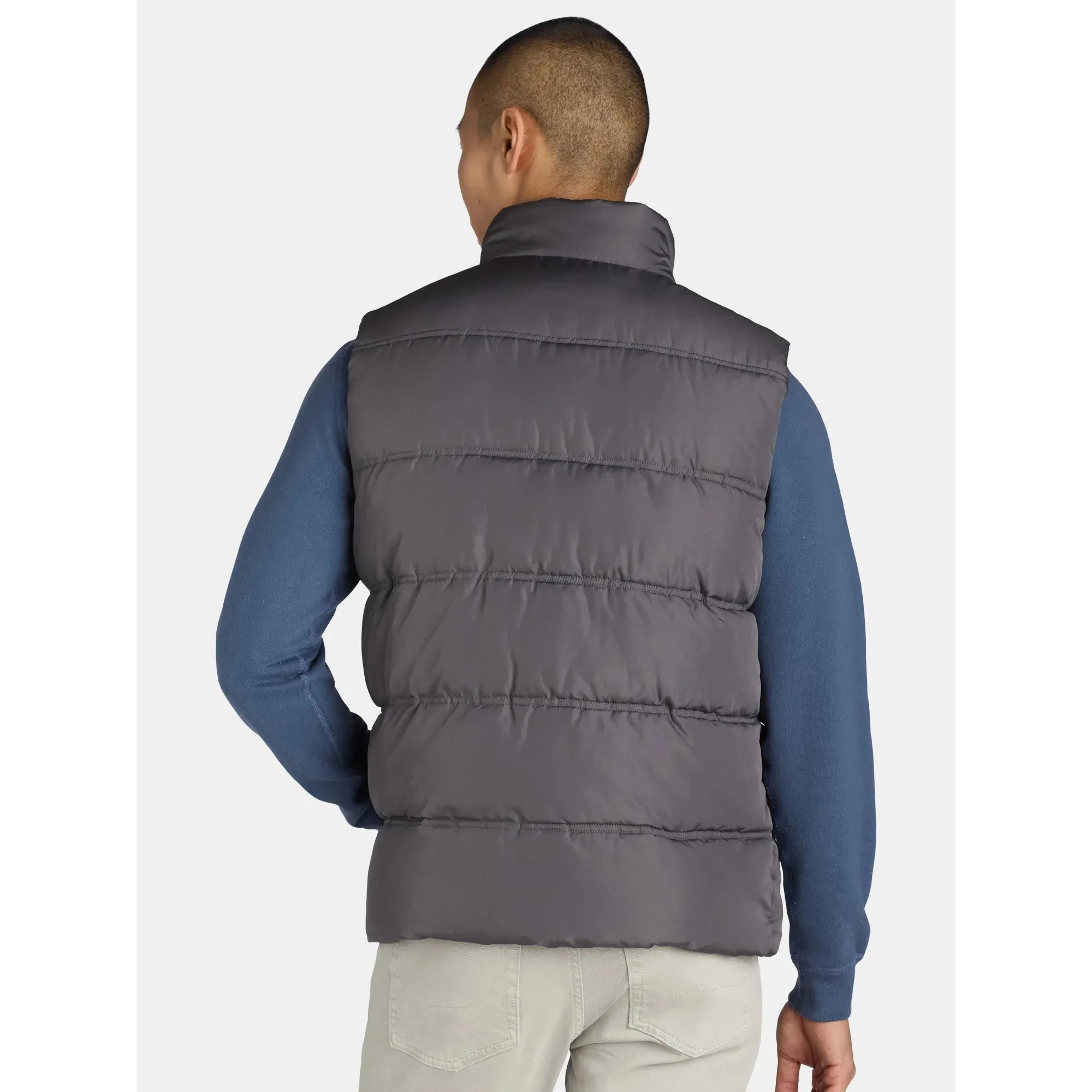 Quilted Puffer Vest with Pockets Gravel