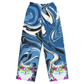 "Sonya My Beautiful Cat" Collection - Unisex Wide Leg Cat Print Pants