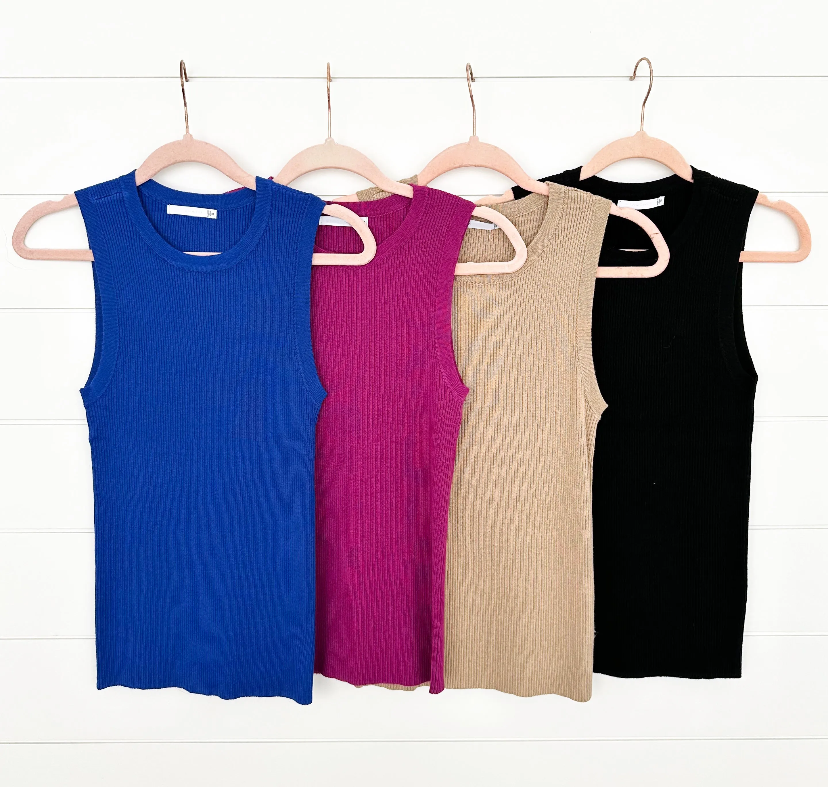 Ribbed Crew Neck Tanks - 4 colors!