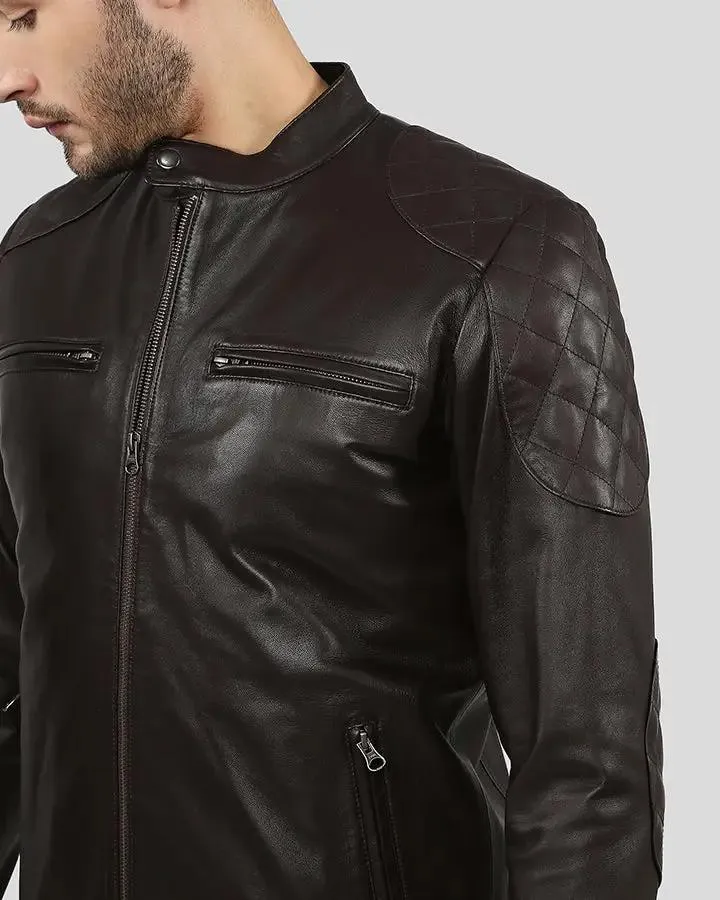 Ricardi Brown Leather Racer Jacket