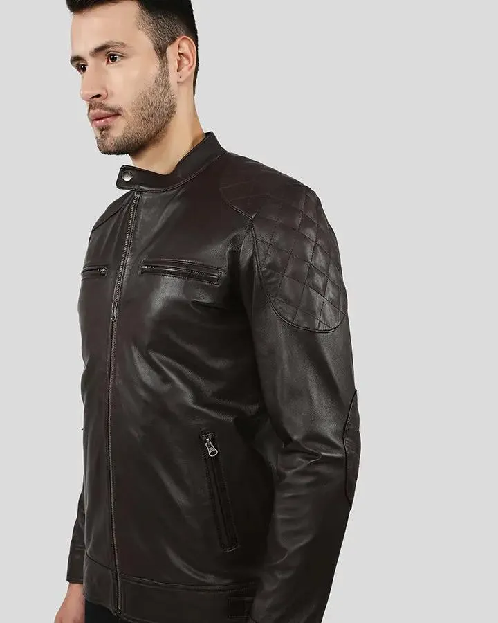 Ricardi Brown Leather Racer Jacket