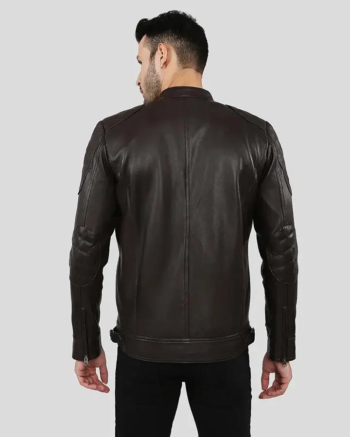 Ricardi Brown Leather Racer Jacket