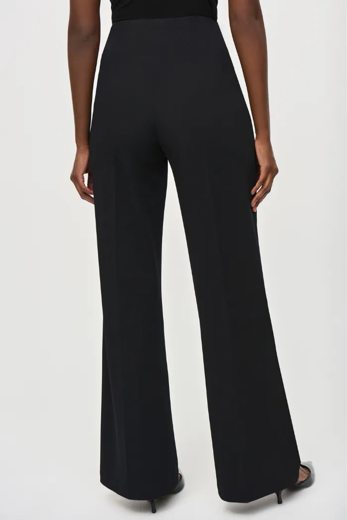 Scuba Crepe Wide-Leg Pull-On Pants