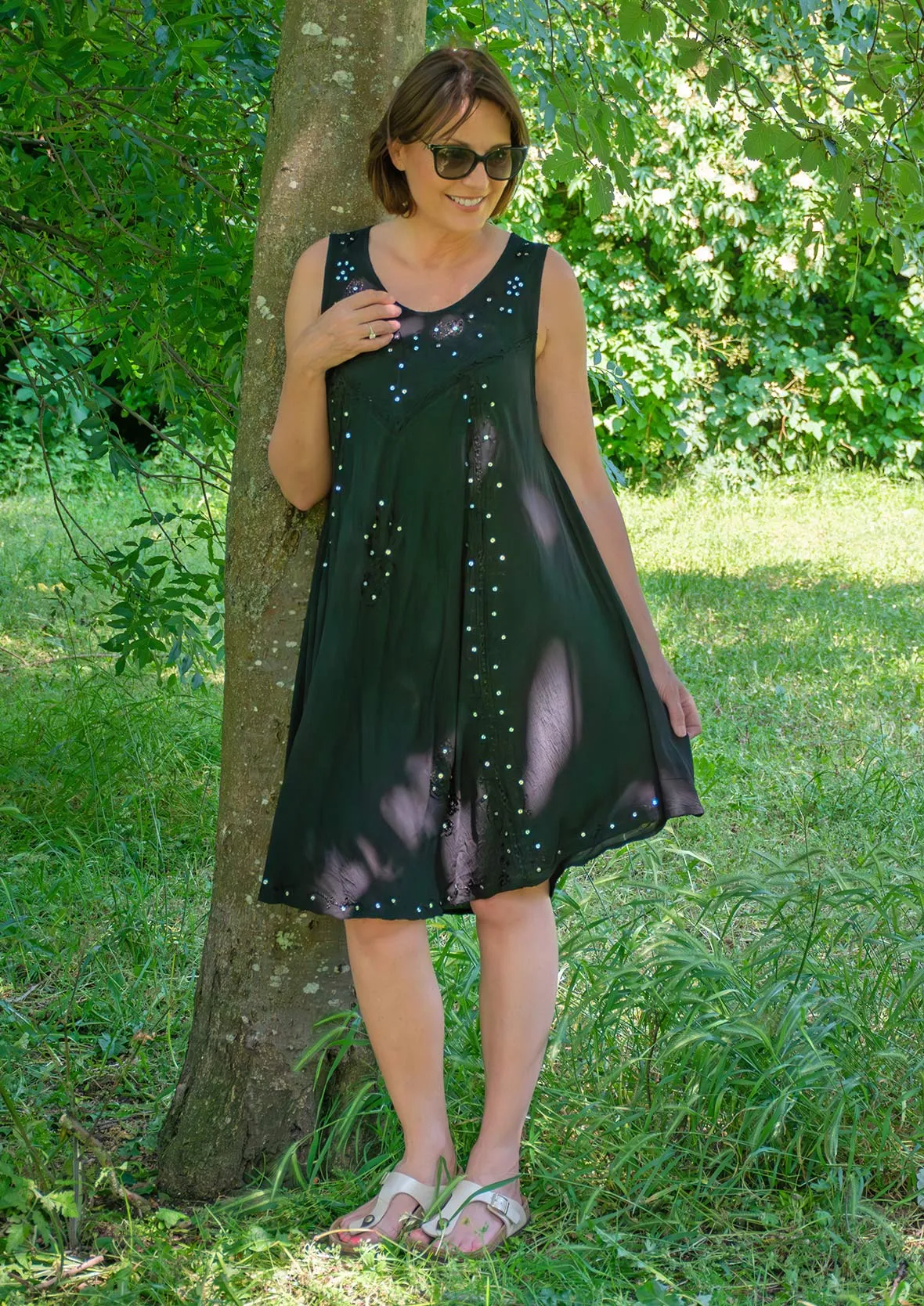 Sequin Embroidered Umbrella Dress