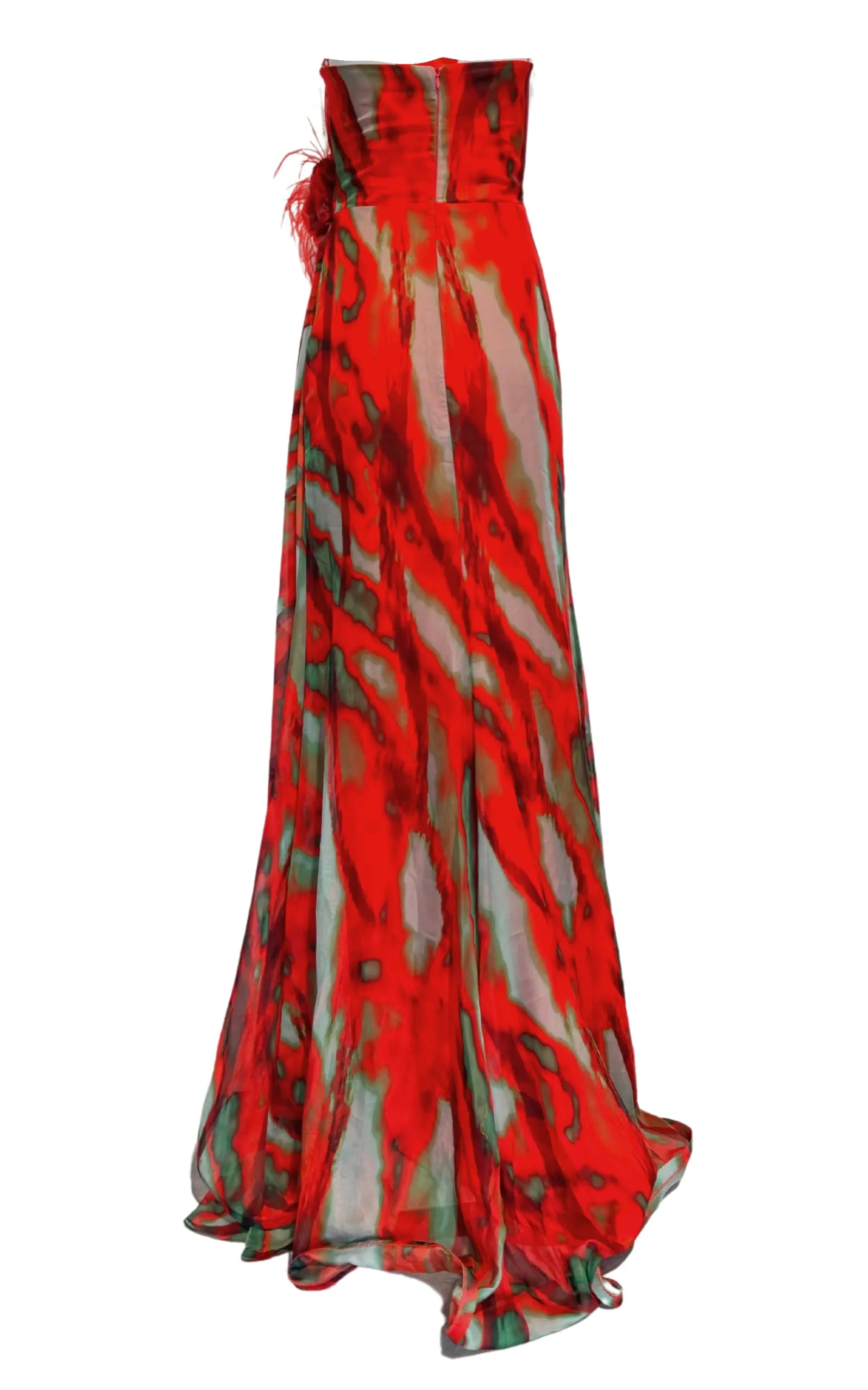 Strapless Red Print Party Dress