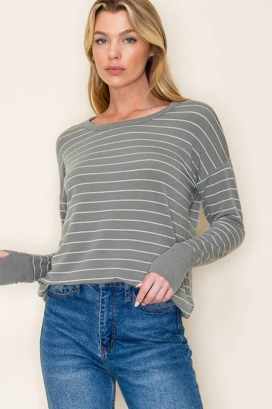 Striped Thumbhole Tops - 2 Colors!