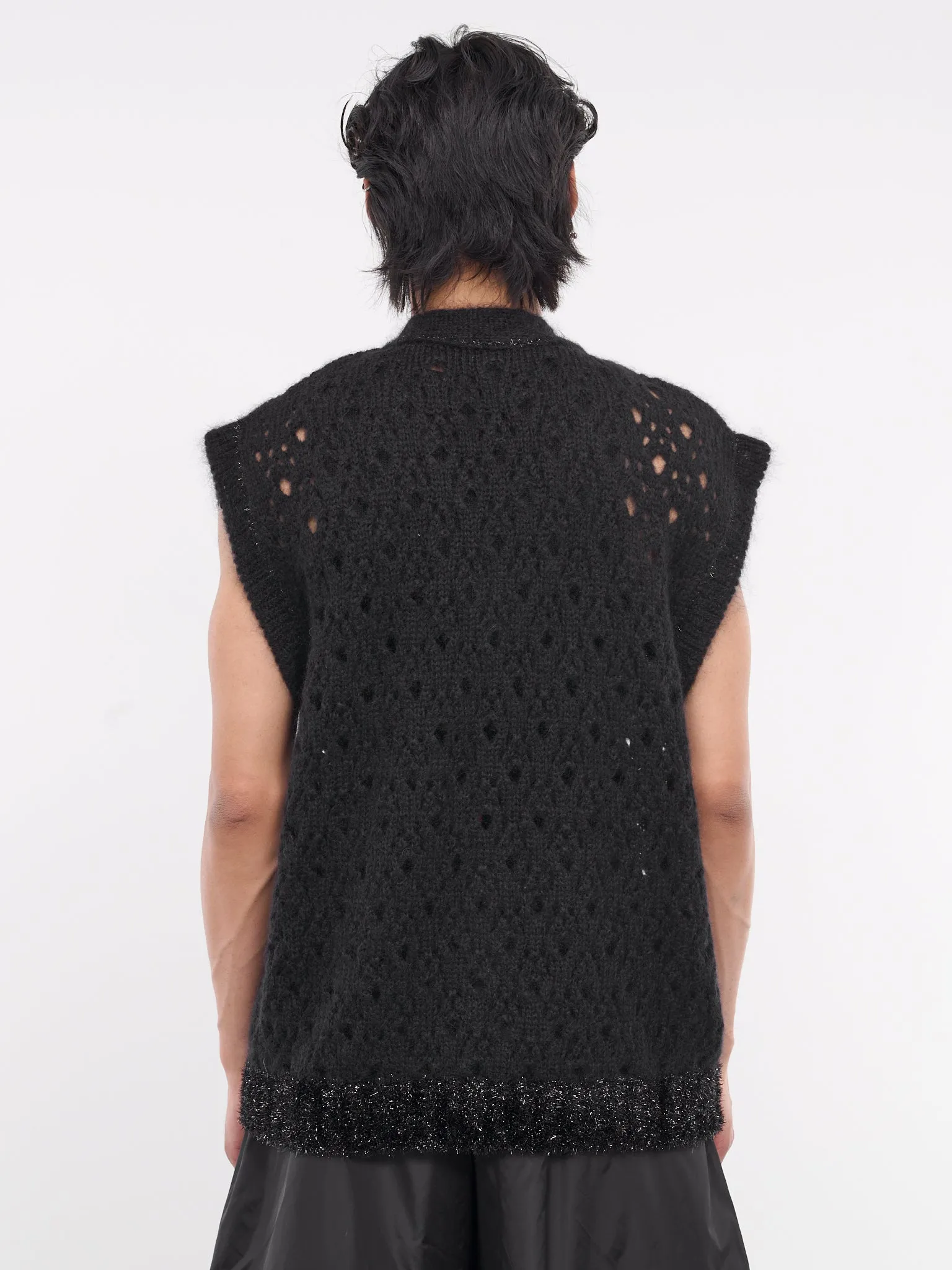 Tinsel Trim Knit Vest (AMK16T-0643-BLACK)