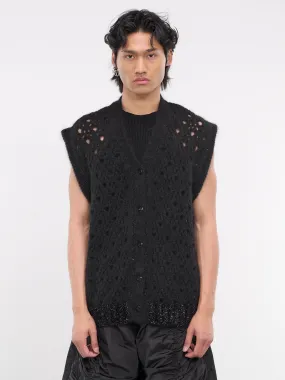 Tinsel Trim Knit Vest (AMK16T-0643-BLACK)