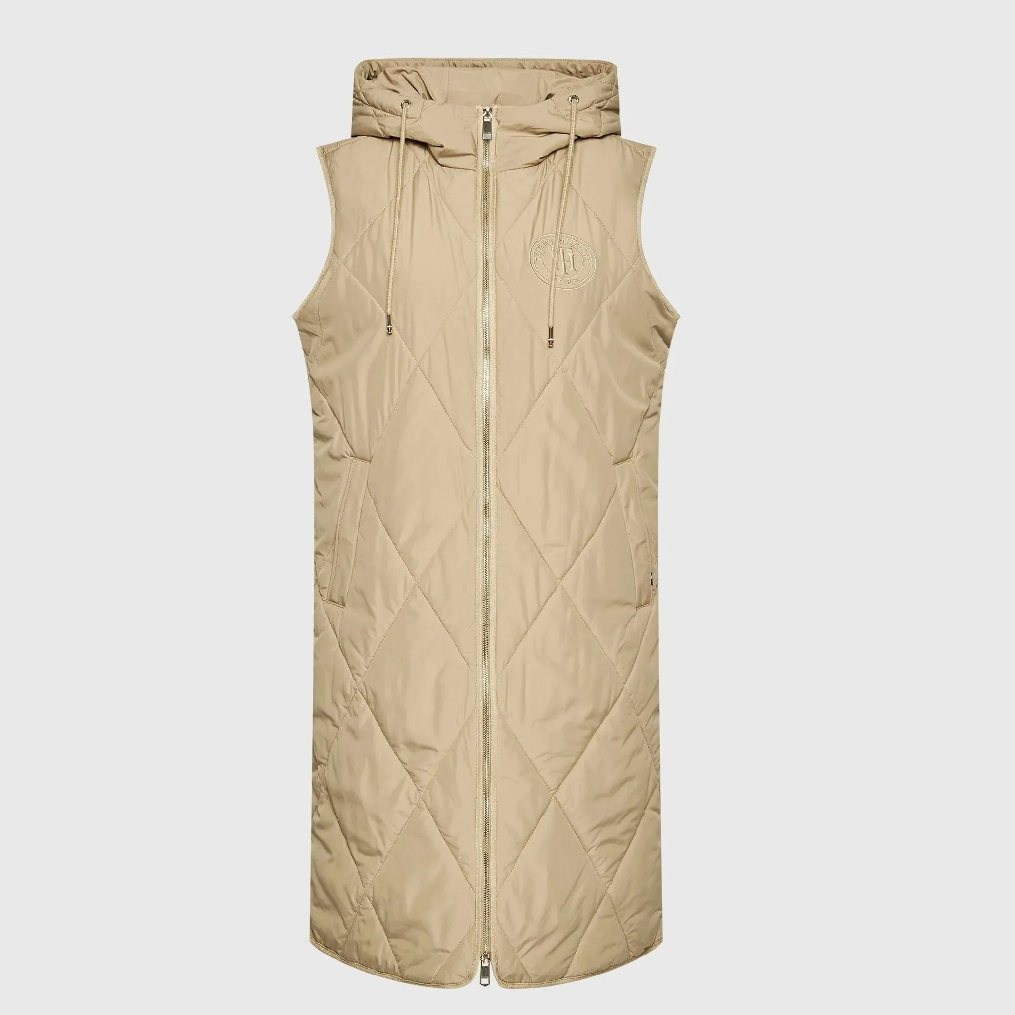 Tommy Hilfiger Diamond-Quilted Sorona® Long Vest Beige