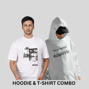 ULTIMATE COMBO -God Bless Fake Car Guys White Hoodie   Somewhere California Black Tees By Demonwear (DW003)