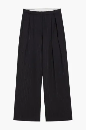 WIDE LEG PINSTRIPE TROUSERS