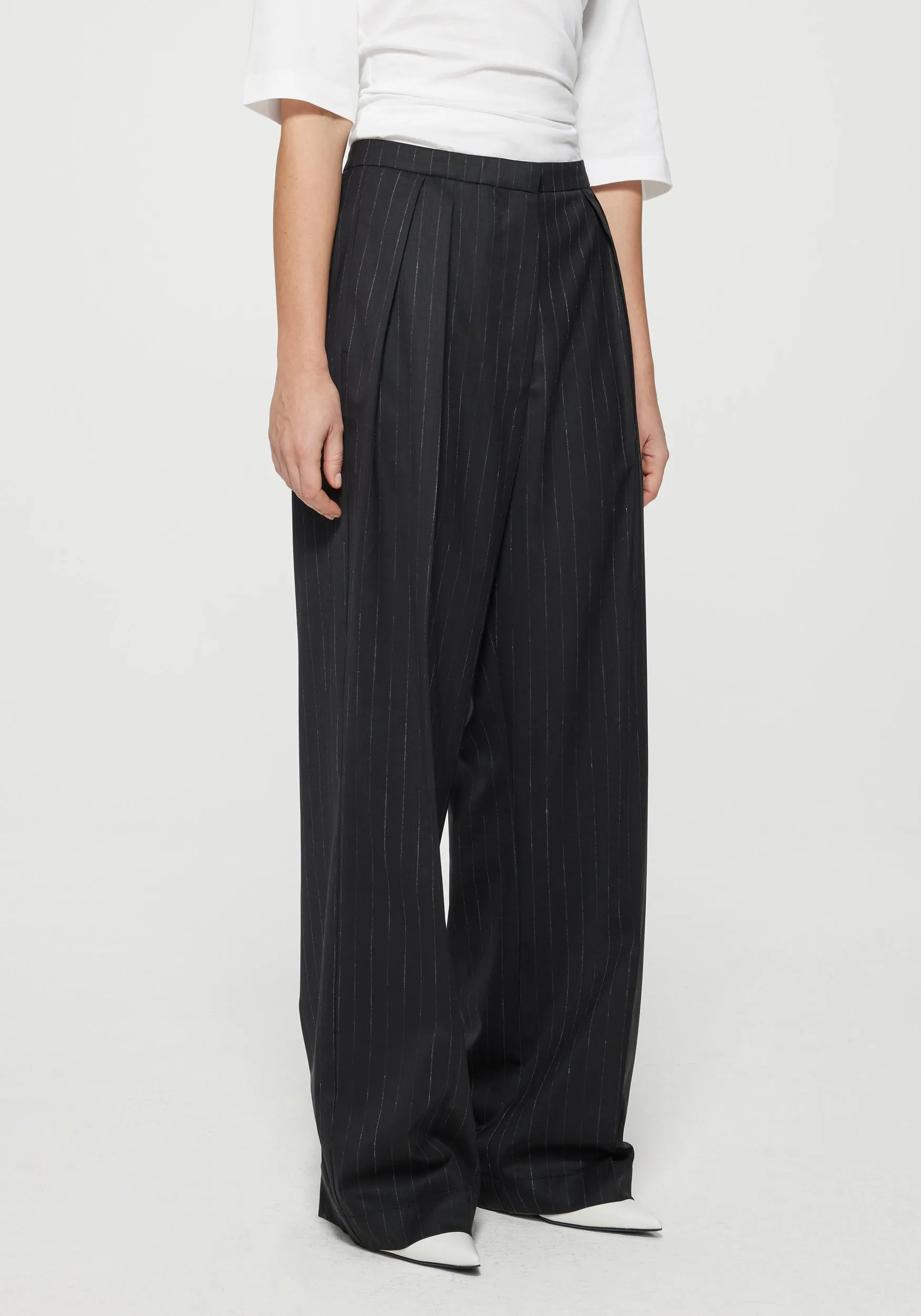 WIDE LEG PINSTRIPE TROUSERS